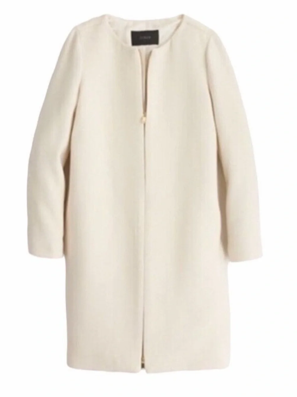J. Crew Double Cloth Collarless Coat Jacket Wool Cream Size 0 A8918